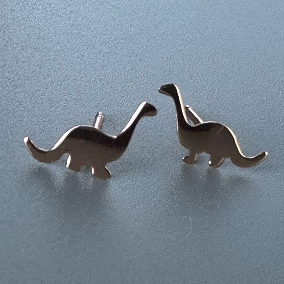 Rose Gold Dinosaur Stud Earrings - Picture 8 of 12